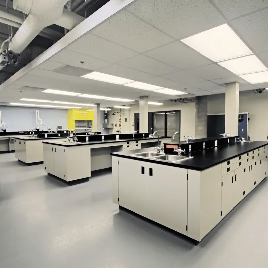 Two dental technicians collaborating in a high-tech dental lab environment.
